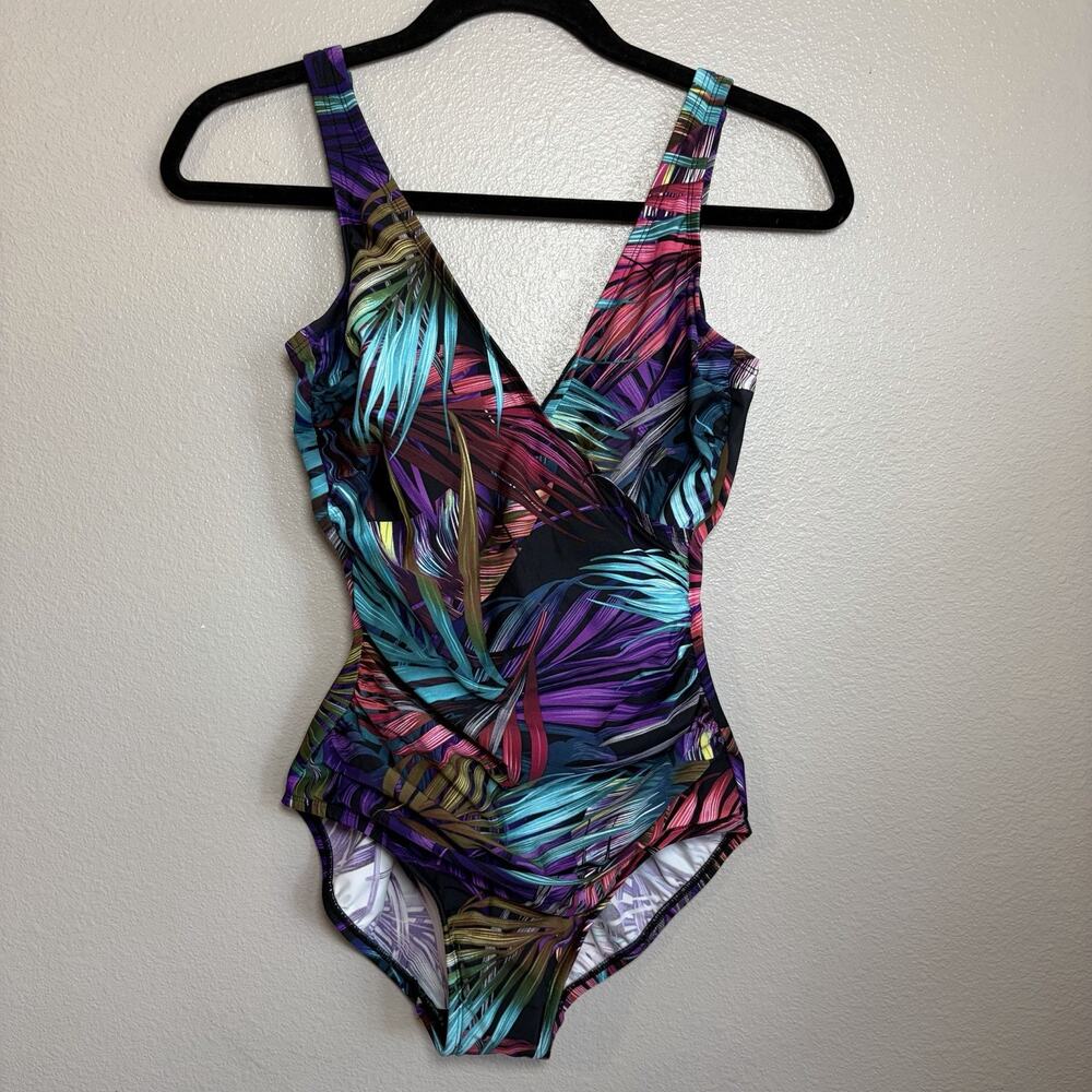 Miradonna by Miraclesuit One Piece Swimsuit Bahama Palms Sz 6 Tropical Beach